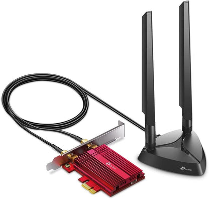 TP-Link WiFi 6E Intel AX210 AXE5400 PCIe WiFi Card for PC Archer TXE75E- Tri Band Wireless Adapter for Desktop PC w/Magnetic Base Dual Antenna, Bluetooth 5.3(USB Port), WPA3, MU-MIMO, OFDMA, 802.11ax