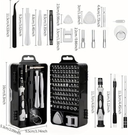 115-in-1 Precision Screwdriver Set, Electronics Repair Tool Kit Micro Magnetic Bit with Flexible Shaft for Phone, Mac, Computer, Watch, Console, Doorbell, Electronic, Tools Gift