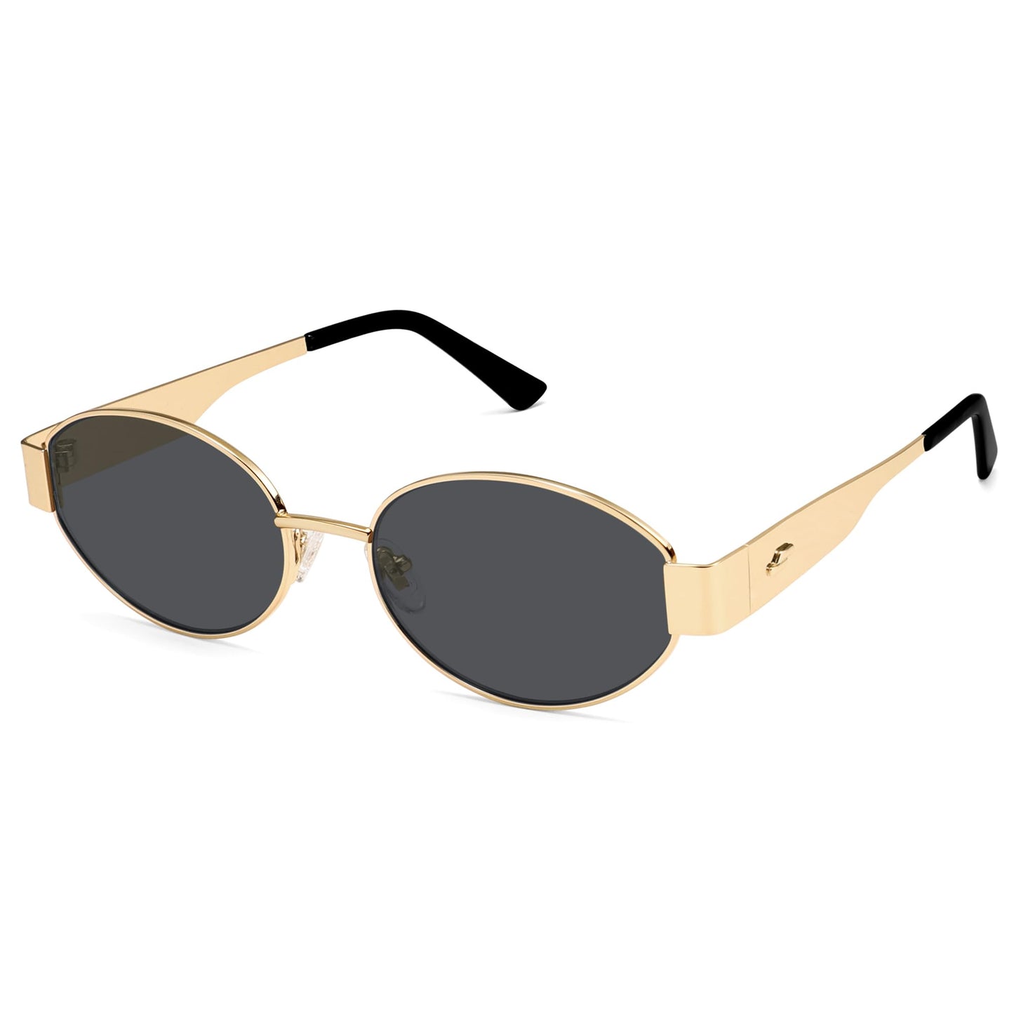 SOJOS Retro Oval Sunglasses for Women Trendy Classic Shades UV400 Protection, Gold/Grey