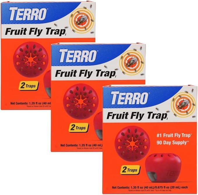 Terro Fruit Fly Traps for Indoors (6 Pack) + 270 Days of Lure Supply