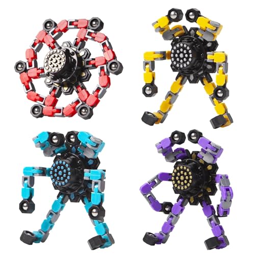 Gokeey Transformable Fidget Spinners Toys 4 Pcs for Kids and Adults Stress Relief Sensory Toys for Boys and Girls Age 8-13 Fingertip Gyros Party Favors Birthday Gifts for Teens Road Trip Travel Toy