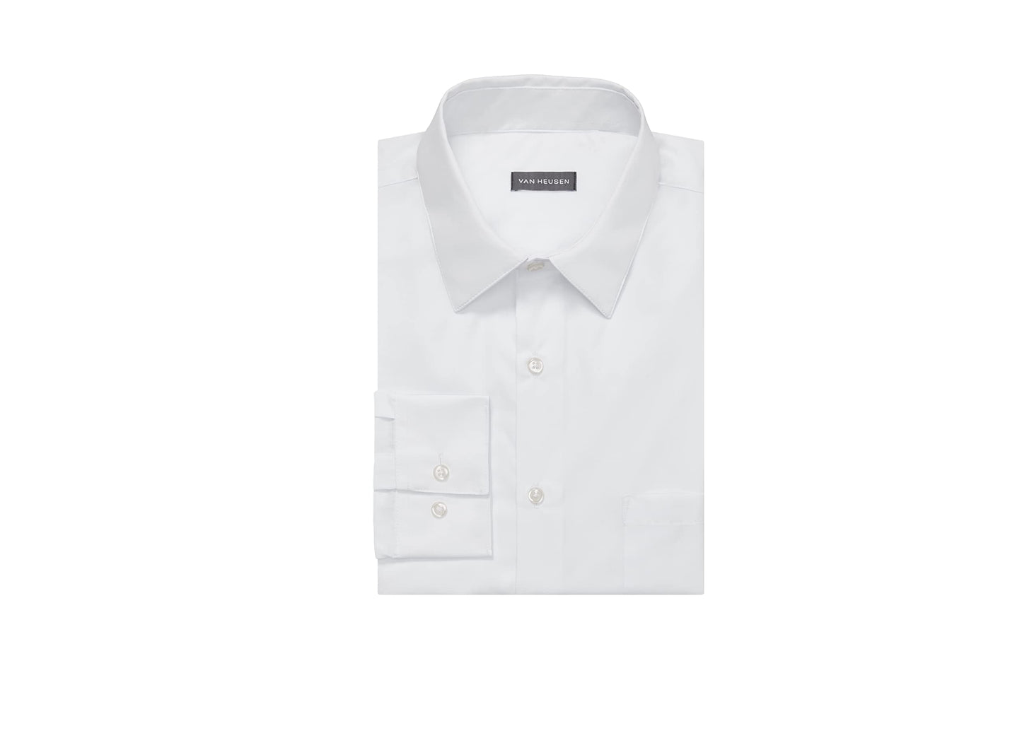 Van Heusen Men's Dress Shirt Regular Fit Poplin Solid, White, 18.5" Neck 36"-37" Sleeve, 20F7795