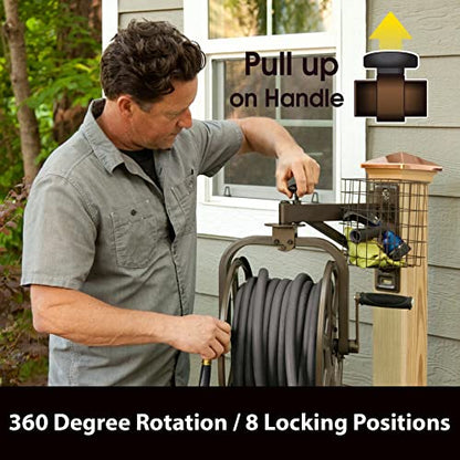 Liberty GARDEN 712 Single Arm Navigator Multi-Directional Garden Hose Reel, Holds 125-Feet of, 5/8-Inch, Bronze