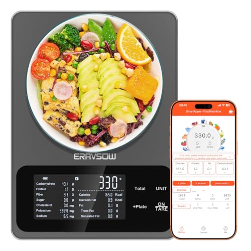 Smart Kitchen Food Scale, Nutrition App Tracks Calorie & Macros, 10kg/22lb