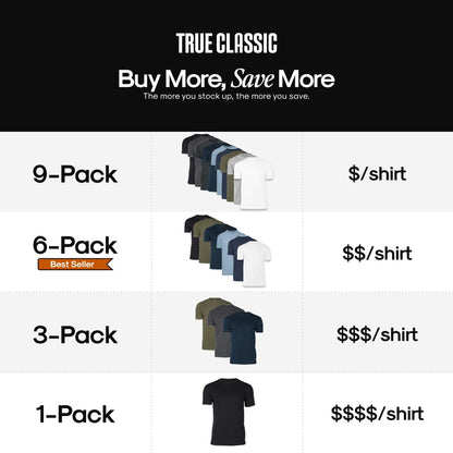 True Classic Mens T-Shirts - Short Sleeve Crew Neck Plain Novelty T Shirt for Men, Pack of 6, Variety, XL