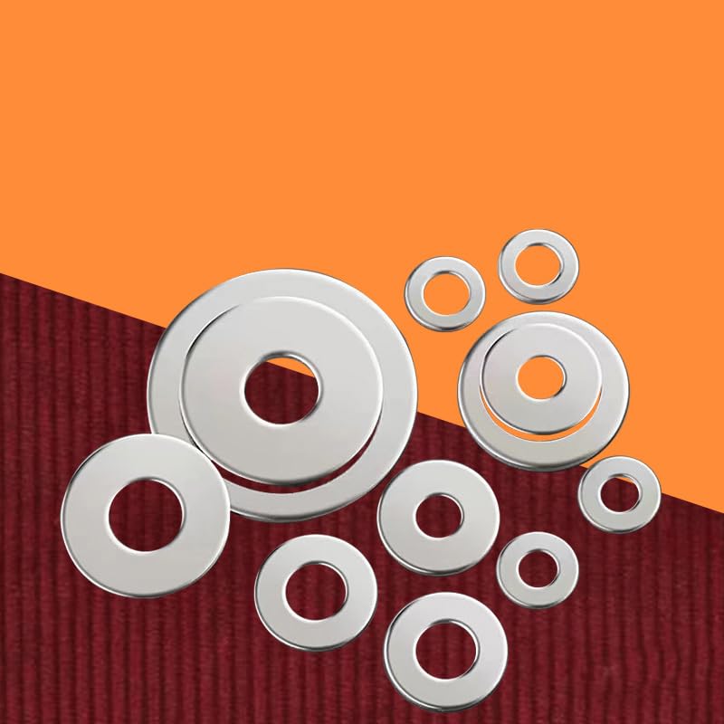 105Pcs 304 Stainless Steel Flat Washers, Fender Washers Assortment Kit 6 Sizes (M3-M10) for Screws Bolts Large and Small Hardware for Various Home Industrial Automotive,Silver