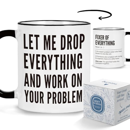 Fixer of Everything Office Humor Mug, 11oz Ceramic Cup for Coworkers Boss
