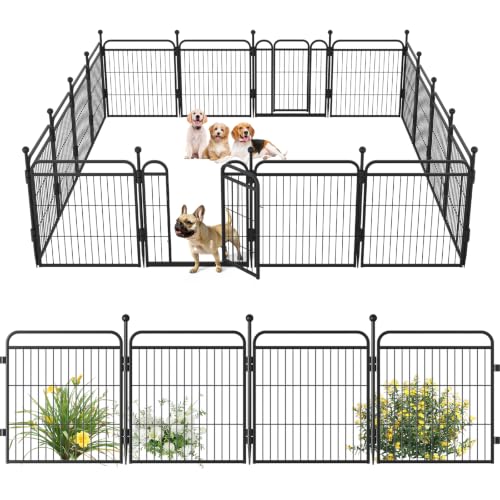 Gardner Pet Dog Playpens, 24" H 16 Panels Dog Pen Outdoor/Indoor Dog Fence Exercise Pen for Small Dogs, Foldable Pet Play Yard Gate with Gravity Automatic Lock, Pet Playpen, Black