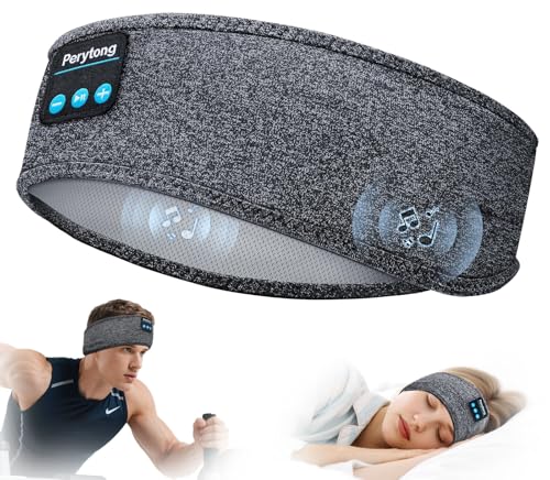Perytong Sleep Headphones Wireless, Bluetooth Sports Headband Headphones with Ultra-Thin HD Stereo Speakers Perfect for Sleeping, Workout, Jogging, Yoga, Insomnia, Air Travel, Meditation (Grey)