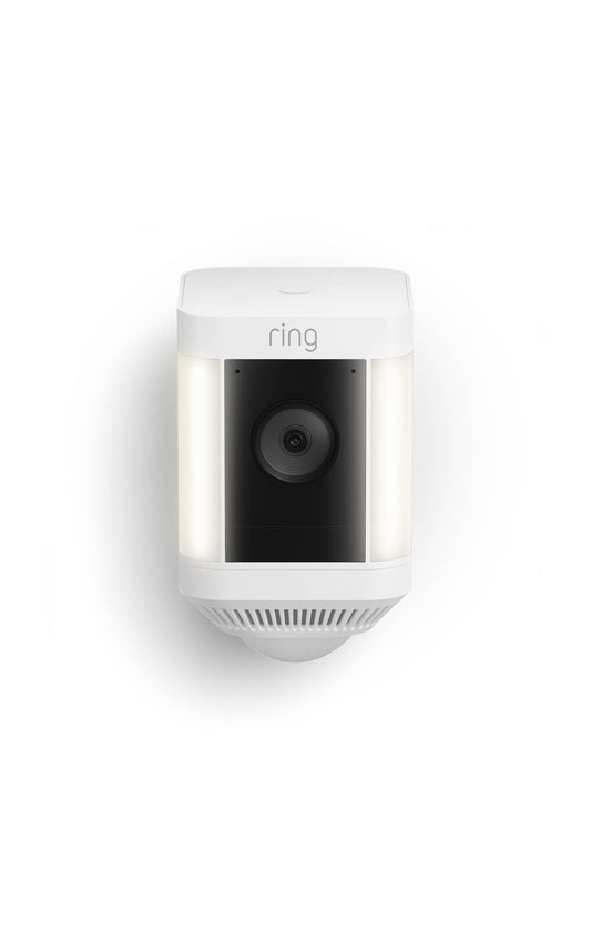 Ring Spotlight Cam Plus, Solar | Two-Way Talk, Color Night Vision, and Security Siren (2022 release) - White