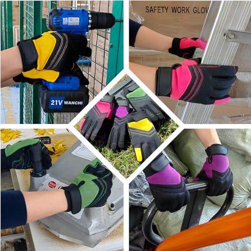 MSUPSAV Work Glove,Work Gloves Men,Synthetic Leather Working Glove,Gloves for Men,Mens Mechanic Gloves,Yard Work Gloves for Men,Gifts for Men (Green, Extra Large)