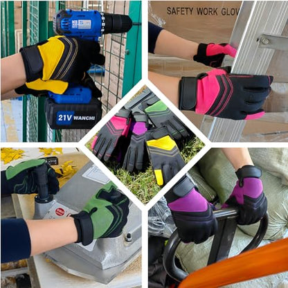 MSUPSAV Work Glove,Work Gloves Men,Synthetic Leather Working Glove,Gloves for Men,Mens Mechanic Gloves,Yard Work Gloves for Men,Gifts for Men (Green, Extra Large)