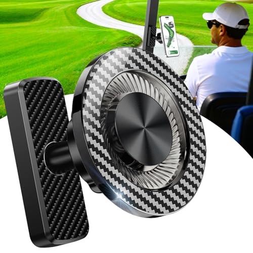 Black Magnetic Golf Cart Phone Holder, Golf Accessories Gifts for Men Dad Husband Unique, Birthday Golf Gifts for Men Him Boyfriend, 360° Rotation Phone Mount for Golf Cart, Golfers Must Haves Gadgets
