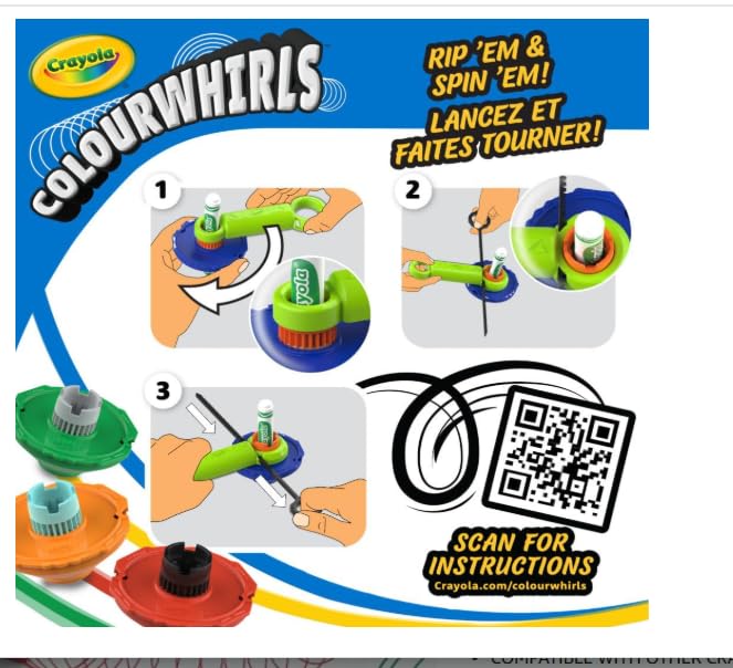Crayola Colourwhirls Battle Arena Art Game, DIY Gyro Spin Art Toy, 4 Battling Spinning Top Toys, Birthday, Holiday for Kids, Ages 6+