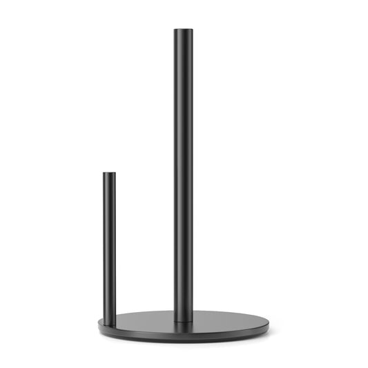 Paper Towel Holder Black, Premium Stainless Steel Kitchen Roll Dispenser, Countertop Roll Organizer with Weighted Base