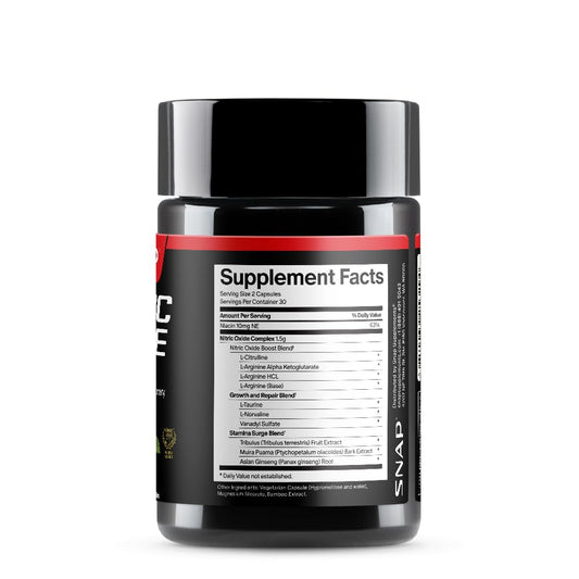 Snap Supplements Nitric Oxide Supplement with L-Arginine to Support Energy, Quick Recovery, Heart Health, Muscle Growth & Circulation, 60 Vegetarian Capsules (1 Month Supply)