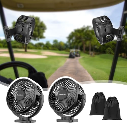 [Upgraded 2X Magnet] 2-Pack Magnetic Golf Cart Fan Rechargeable, 12000mAh Battery Operated Portable Fan with Light, Magnetic Base, Suitable for EZGO Club Car Yamaha, Golf Cart Accessories 2026