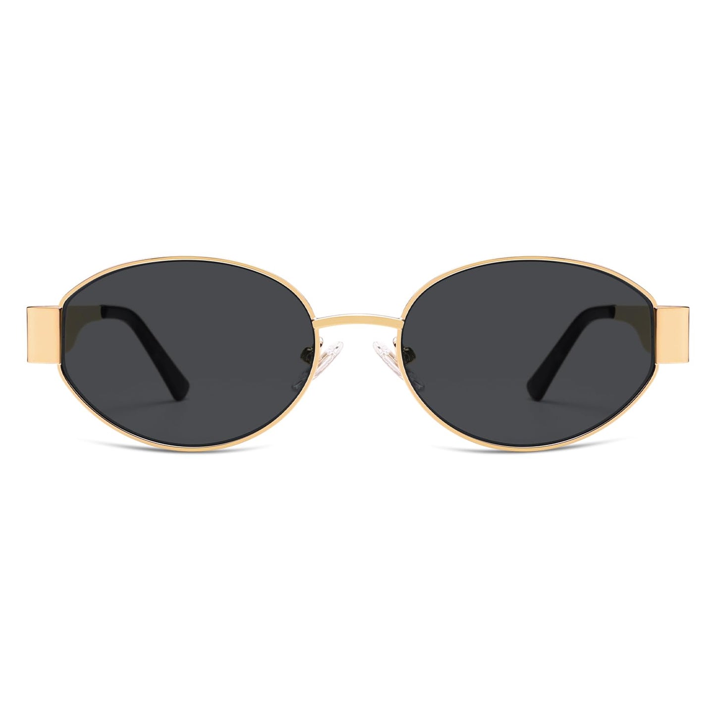 SOJOS Retro Oval Sunglasses for Women Trendy Classic Shades UV400 Protection, Gold/Grey