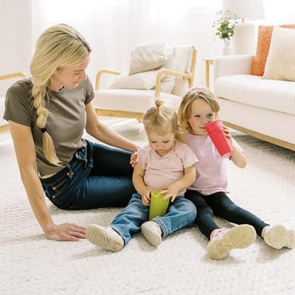 Dr. Brown's Milestones Cheers 360 Spoutless Transition Cup, Travel Friendly and Leak Free Sippy for Babies and Toddlers, Green and Pink, BPA-Free, 10 oz/300 mL, 9m+