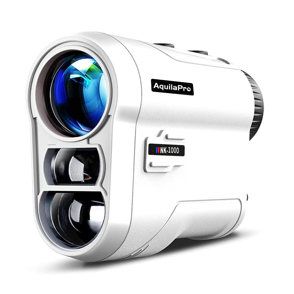 AquilaPro NKG Golf Rangefinder with Slope, 1000 Yards, Rangefinder Golf, 0.5 Yard Accuracy, 7X Magnification, Flag Lock Vibration, Rechargeable Golf Range Finder