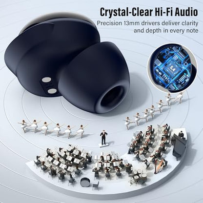2026 Sleep Earbuds Bluetooth 5.4 in Ear Smart Touch Screen Ear Buds, 48H Playtime Mini Sleep Headphones Small Design for Side Sleepers, 5 EQ Modes, Crystal-Clear Calls, IPX7 Waterproof Earphones Blue