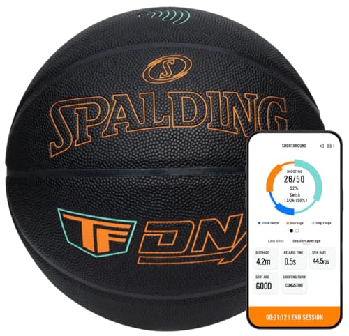 Spalding TF DNA Smart Basketball + 1 Yr App Subscription Bundle I iOS and Android Compatible I All Surface Material - Size 6