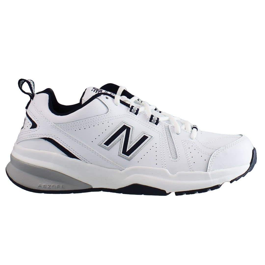 New Balance Men's 608 V5 Casual Comfort Cross Trainer, White/Navy, 10.5 Wide