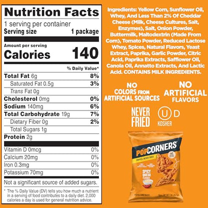 PopCorners Popped Corn Snacks, Spicy Queso, 1 Ounce Bags (Contains 20 Packets) Packaging May Vary