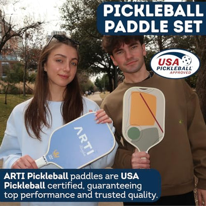 ARTI Pickleball Paddles Set of 2-USAPA Approved Fiberglass Surface Pickleball Set,2 Pickleball Rackets, 4 Balls and 1 Portable Carry Bag, Horizon Duo Pickle Ball Set for Men Women Beginners