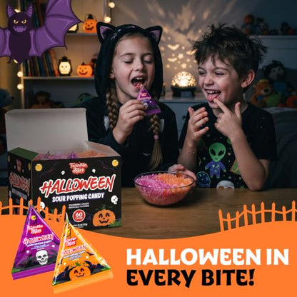 60 Pack Halloween Sour Popping Candy - Individually Wrapped Trick Or Treat Popping Rocks Candies - Bulk Halloween Treats Great Use, For Kids, Party Favors, Classrooms , Goodie Bags, Boo Basket Stuffers