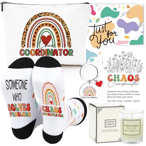 Keluna Chaos Coordinator Gift for Women - Appreciation Gifts for Problem Solvers, Project Managers, Moms Themed Socks, Keychain for Multi-Taskers on Birthday, Thank You, Christmas