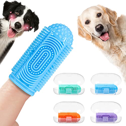 YUEYUEJIA Dog Toothbrush Finger Toothbrush Dogs Tooth Brushing Kit 4Pack Dogs Finger Toothbrushes for Dog Teeth Cleaning & Dental Care Doges Tooth Brush Pet Toothbrush