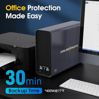 GOLDENMATE 1000VA/800W Lithium UPS Battery Backup & Surge Protector, Gray | Pure Sine Wave, 8 Outlets, Color LCD, 230Wh LiFePO4 Backup Battery, Uninterruptible Power Supply for PC/Internet/Home Office