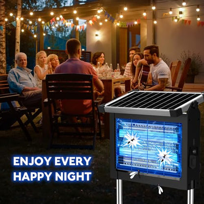 Solar Bug Zapper 4500V, Waterproof Mosquito Zapper Fly Traps Outdoor Patio
