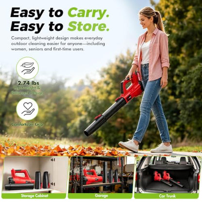 Electric Leaf Blower Cordless with Battery and Charger for Lawn Care Small