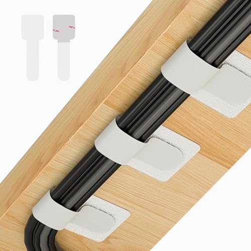 Abnii 50 PCS Hook and Loop Cable Ties, Under Desk Cable Management, White