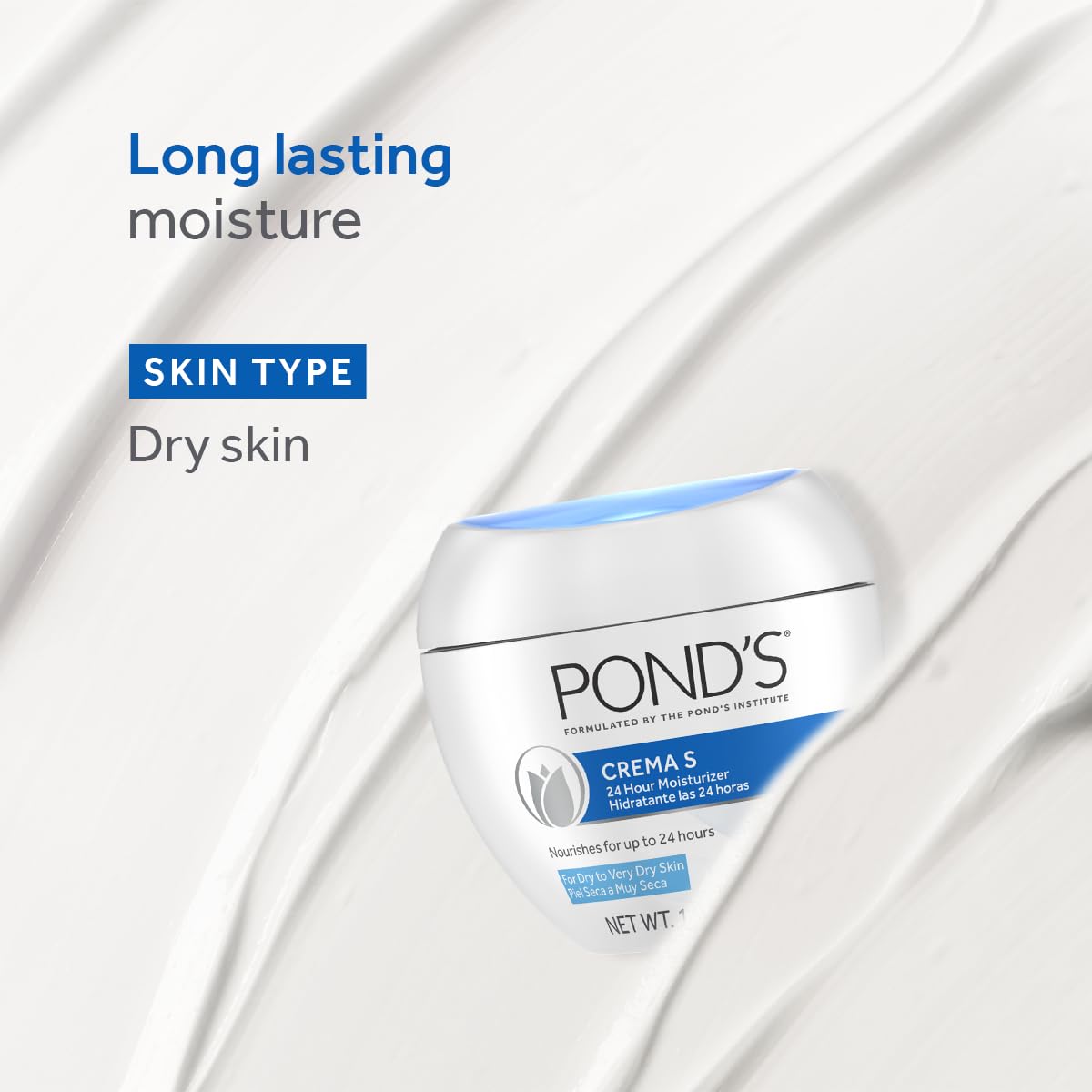 POND'S Crema S Nourishing Face Moisturizer for Women, Skin Care Facial Moisturizer Cream for Dry to Very Dry Skin, Nourishes for up to 24 hours 14.1 oz