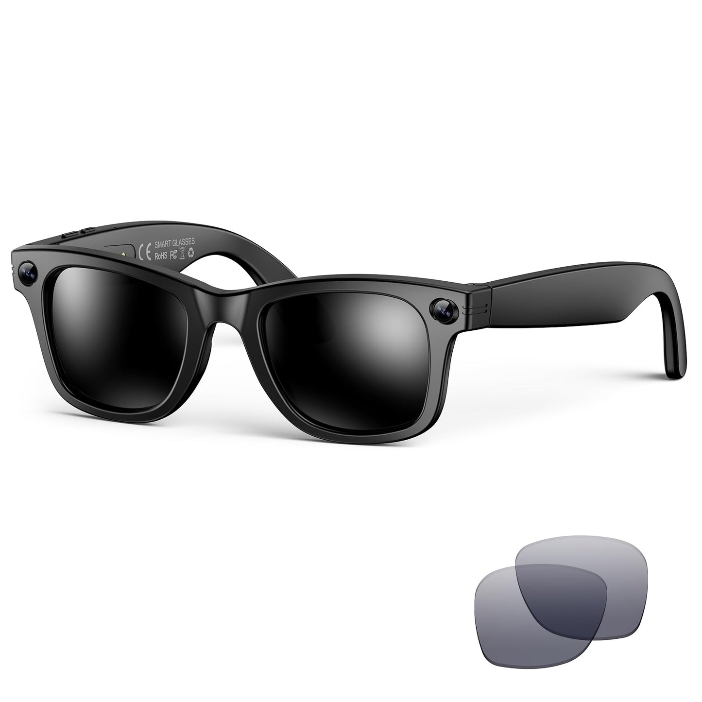 AI Smart Glasses for Men Women,8MP 2K HD Camera Glasses,AI Voice Control,AI Photo Recognition,Real-Time Translation,Smart Sunglasses with Bluetooth Call,IP67 Waterproof for Driving,Outdoor,+2 Lenses.