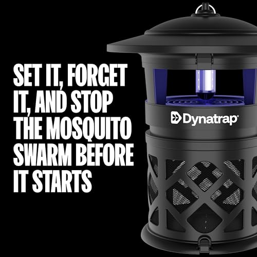 DynaTrap DT2030SR Fly Traps Outdoor - Mosquito & Flying Insect Killer for 1 Acre – Kills Flies, Gnats, Wasps - Bug Zapper Alternative - Black