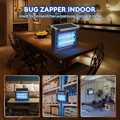 Solar Bug Zapper 4500V, Waterproof Mosquito Zapper Fly Traps Outdoor Patio