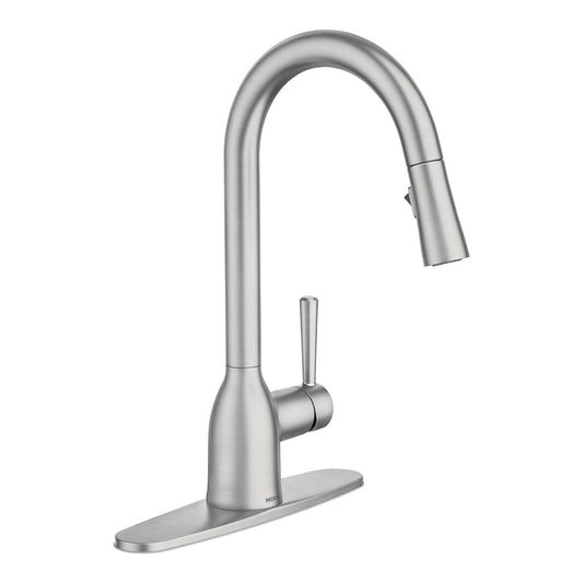 Moen Adler Spot Resist Stainless One-Handle High Arc Pulldown Kitchen Faucet with Power Clean, 87233SRS