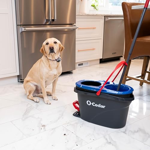 O-Cedar RinseClean Spin Mop & Bucket System + 2 Extra Mop Heads| Clean with Clean Water | Removes 99% of Bacteria