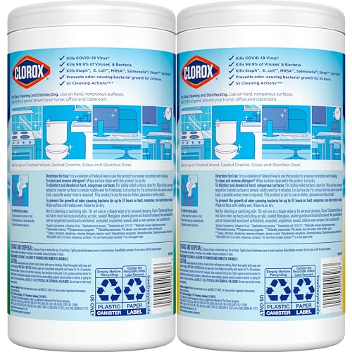 Clorox Disinfecting Wipes Value Pack, Bleach Free Cleaning Wipes, Dorm Room Essentials, 75 Count Each, Pack of 2, Packaging May Vary