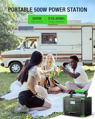 Portable Power Station 500W, 519.48Wh/140400mAh Solar Generator Backup