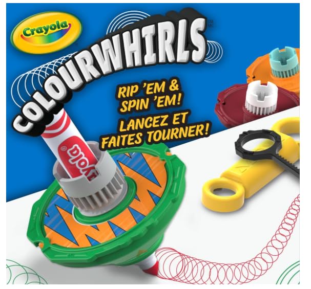 Crayola Colourwhirls Battle Arena Art Game, DIY Gyro Spin Art Toy, 4 Battling Spinning Top Toys, Birthday, Holiday for Kids, Ages 6+