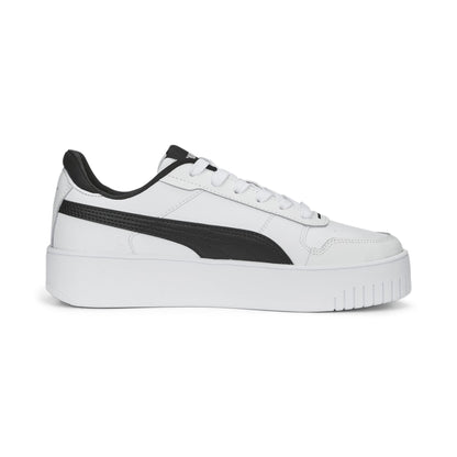 PUMA Women's Carina Street Shoes Sneaker, White-Black-Silver, 8