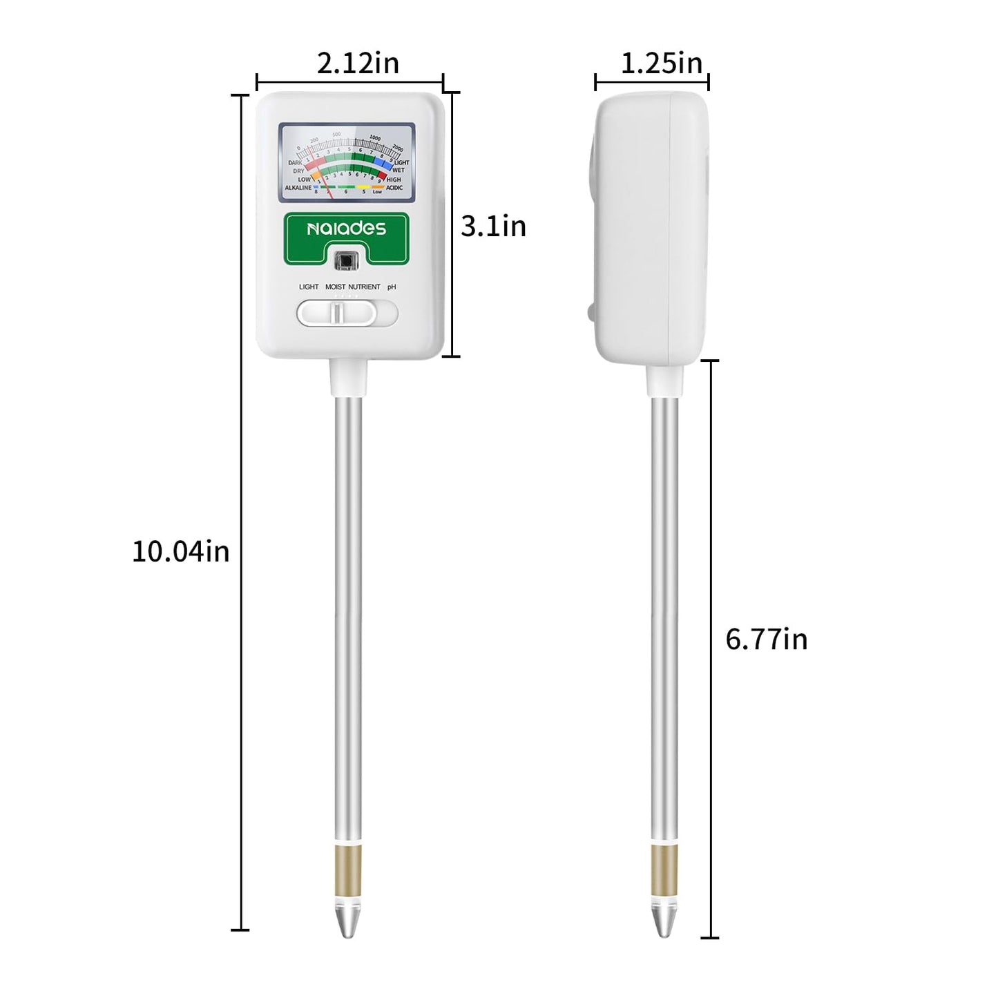 Soil Moisture Meter for Plants, 4-in-1 Soil pH Tester, Soil Tester for Moisture, Light, Nutrients, pH, Soil Ph Test Kit Water Meter for Indoor Plants & Outdoor Garden, Lawn, Farm (No Battery Required)