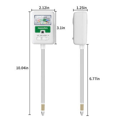 Soil Moisture Meter for Plants, 4-in-1 Soil pH Tester, Soil Tester for Moisture, Light, Nutrients, pH, Soil Ph Test Kit Water Meter for Indoor Plants & Outdoor Garden, Lawn, Farm (No Battery Required)