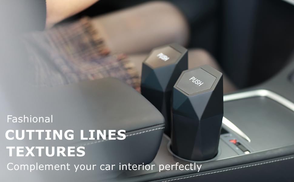 Ginsco Car Trash Can Cup Holder, 2 Pack Mini Trash Can with Lid, Car Accessories for Interior, Leakproof Small Trash Cup for Home with Additional 2 ABS Hooks and 90pcs Trash Bags Black