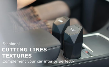 Ginsco Car Trash Can Cup Holder, 2 Pack Mini Trash Can with Lid, Car Accessories for Interior, Leakproof Small Trash Cup for Home with Additional 2 ABS Hooks and 90pcs Trash Bags Black